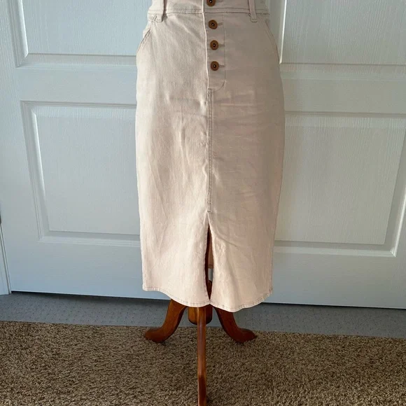 Anthropologie Button-Front Denim Midi Skirt - Picture 2 of 4